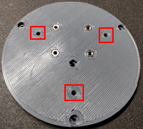 Base mounting hole locations on the bottom side